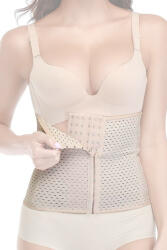 zenifique Corset pentru modelarea corpului cu talie inalta, inchidere pe 6 randuri, 4 tije flexibile pentru sustinere, material respirabil, bej (Marime: XL) (ZEN-288_XL)