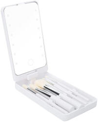zenifique Set 5 pensule machiaj zenifique®, carcasa cu oglinda, 12 leduri, par sintetic, alb (ZEN-338_White)