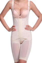 zenifique Lenjerie modelatoare tip body, corset cu talie inalta, inchidere pe 3 randuri, cu pantalon, material respirabil, bej (Marime: S) (ZEN-287_S_bej)