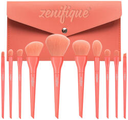 zenifique Set 10 pensule de machiaj zenifique®, din par sintetic, forme diferite, cu gentuta pentru depozitare, portocaliu (ZEN-415_orange)