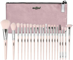 zenifique Set 20 pensule machiaj, zenifique, par sintetic, cu maner roz si etui (ZEN-254_pink)