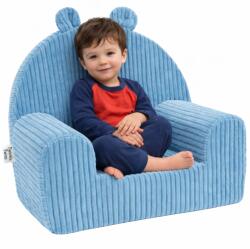 Twinkle Twins Fotoliu pentru copii Twinkle Twins, velur reiat, umplutura din spuma, husa detasabila si lavabila, albastru (TT-03003)