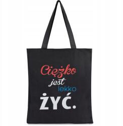 Krateczka Fekete Női bevásárló táska többször felhasználható nagy shopper táska nyomott mintával (TA-40black)