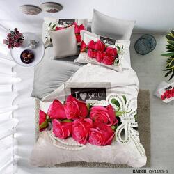 Ralex Pucioasa Lenjerie de pat dublu Poplin Percale imprimat Bumbac 100%, 4 piese, cearsaf 240x260 cm, pilota 200x230 cm, 2 fete perne 50x70 cm, Gri Elegant (300.160-QY-1193) Lenjerie de pat