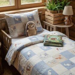 Ralex Pucioasa Lenjerie pat Ranforce Cotton Pro Bumbac 100%, King Size cu husa, 4 piese Imprimeu Animale Crem/Albastru RCP25, Ralex Pucioasa (400.162-103537) Lenjerie de pat