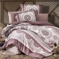 Ralex Pucioasa Lenjerie pat premium Lux Satin 100% Bumbac, 4 piese king size, cearsaf 240x260 cm, pilota 200x220 cm, 2 fete perne 50x70 cm, Bej Elegant, Carme (300.128-carmela-v2) Lenjerie de pat