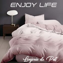 Ralex Pucioasa Lenjerie pat Finet Enjoy Life 4 piese, cearșaf pat 240x260 cm, pilotă 200x230 cm, 2 fețe perne 50x70 cm, Alb-Maro (400.147-95575) Lenjerie de pat