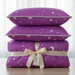Ralex Pucioasa Pachet PROMO Primăvară Pilotă 200x210 cm + 2 perne 50x70 cm, model Lună și Stele, Mov Pucioasa (500.005-mov) Lenjerie de pat