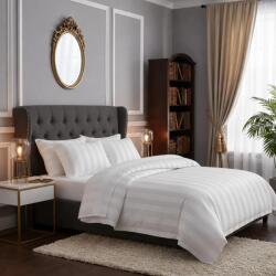 Ralex Pucioasa Lenjerie pat o persoană Damasc HoReCa linear dublu satinat Bumbac 100%, dungă 3 cm, 3 piese, cearșaf pat 160x240 cm, pilotă 150x210 cm, față pe (300.34-D3) Lenjerie de pat