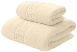 Ralex Pucioasa Set 2 prosoape baie 70x140 cm si 50x90 cm Bumbac 100%, Greek Border 500 grame/mp, Crem (25.S-crem) Prosop