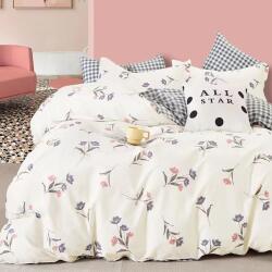 Ralex Pucioasa Lenjerie pat dublu Percale imprimat Bumbac 100%, 4 piese, cearsaf pat 240x260 cm, pilota 200x230 cm, 2 fete perna 50x70 cm, Flori Crem (300.136-PRC162) Lenjerie de pat