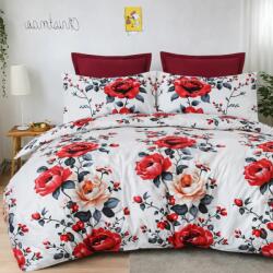 Ralex Pucioasa Lenjerie pat bumbac Finet 6 piese PROMO, cearșaf pat 230x250 cm, pilotă 200x230 cm, 2 fețe perne 50x70 și 70x70 cm, Alb/Roșu Închis (400.151-111924) Lenjerie de pat