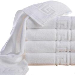 Ralex Pucioasa Pachet 5 prosoape baie de fata 50x90 cm Bumbac 100% Greek Border 550 grame/mp, Alb (400.603-ALB) Prosop