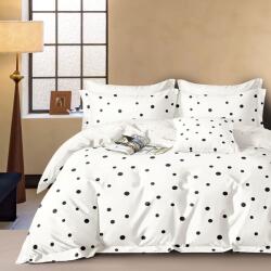 Ralex Pucioasa Lenjerie pat o persoana Percale imprimat Bumbac 100%, 3 piese, cearsaf pat 160x240 cm, pilota 150x220 cm, fata perna 50x70 cm, Buline Alb / Neg (300.39-PRC188) Lenjerie de pat