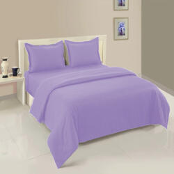 HomePuls Lenjerie cu elastic la cearșaf pat Damasc Policoton dunga 1 cm, pentru saltea 180x200 cm, cearșaf pilotă 200x230 cm, 2 fețe pernă 50x70 cm Lila (200.06-lila-iris) Lenjerie de pat