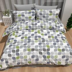 Ralex Pucioasa Lenjerie pat Bumbac Ranforce 4 piese cearsaf pat 240x260 cm, pilota 200x230 cm, 2 fete perne 50x70 cm, Verde / Gri, Ralex Pucioasa (300.289-RNFN273) Lenjerie de pat