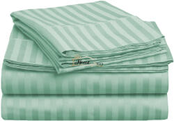 HomePuls Cearsaf de pat 1 persoana Damasc Bumbac 100% tip Hotel cu dunga 1 cm, 160x240 cm, Verde Mint (CPF.118-mint)