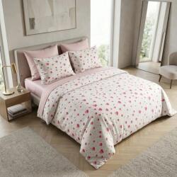 Ralex Pucioasa Lenjerie pat Ranforce Cotton Pro Bumbac 100%, King Size cu husa, 4 piese Inimioare Roz RCP76 Ralex Pucioasa (400.162-107222) Lenjerie de pat