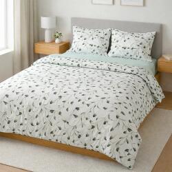 Ralex Pucioasa Lenjerie pat Ranforce Cotton Pro Bumbac 100%, King Size, 6 piese Eleganta Alb/Verde RCP65 (400.163-106729) Lenjerie de pat