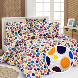 Ralex Pucioasa Lenjerie pat dublu Creponata 100% Bumbac, cearsaf pat 200x230 cm, pilota 180x215 cm, 2 fete perna 50x70 cm, Buline colorate (308-88256) Lenjerie de pat
