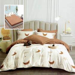 Ralex Pucioasa Lenjerie pat dublu Finet Bumbac 6 piese cu husa saltea 160x200 sau 180x200 cm, pilota 200x230 cm, 2 fete perna 50x70 si 70x70 cm, Alb-Maro, HF6 (300.257-HF6P282) Lenjerie de pat