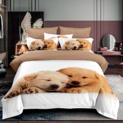 Ralex Pucioasa Lenjerie de pat 1 persoană bumbac Finet 3D 3 piese 160 x 230 cm, Cățeluși love, Bej, F1P32 (300.273-F1P32) Lenjerie de pat