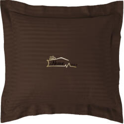 HomePuls Fata de perna Damasc policoton dunga 1 cm, 40 x 40 cm si tiv cu bordura 3, 5 cm, Maro (CPF.15-maro) Lenjerie de pat