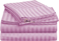 HomePuls Cearsaf de pat cu elastic Damasc Bumbac 100% dunga 1 cm, 230x250 cm pentru saltea 180x200 cm, Lila (400.105-lila)