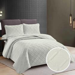 Ralex Pucioasa Cuvertura matlasata pat UNI 230x250 cm cu 2 fete perne 50x70 cm, model romb, Crem Ivoir Pucioasa (300.291-ivoir)