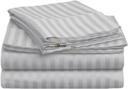 HomePuls Cearsaf de pat 1 persoana Damasc Bumbac 100% tip Hotel cu dunga 1 cm, 160x240 cm, Gri (CPF.118-gri)