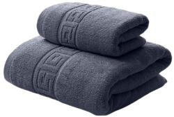 Ralex Pucioasa Set 2 prosoape baie 70x140 cm si 50x90 cm Bumbac 100%, Greek Border 500 grame/mp, Gri Inchis (25.S-gri-inchis) Prosop