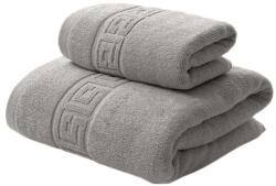 Ralex Pucioasa Set 2 prosoape baie 70x140 cm si 50x90 cm Bumbac 100%, Greek Border 500 grame/mp, Gri (25.S-gri) Prosop