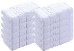 Ralex Pucioasa Pachet 10 prosoape baie de fata 50x90 cm Bumbac 100% Greek Border 550 grame/mp, Alb (400.605-ALB) Prosop