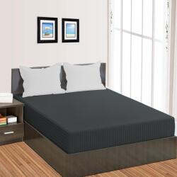 HomePuls Cearsaf de pat cu elastic Damasc Policoton dunga 1 cm, 130x250 cm pentru saltea 80x200 cm, Gri Antracit (400.08-gri-antracit)