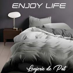 Ralex Pucioasa Lenjerie pat Finet Enjoy Life 4 piese, cearșaf pat 240x260 cm, pilotă 200x230 cm, 2 fețe perne 50x70 cm, Gri-Negru (400.147-95754) Lenjerie de pat