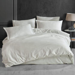 HomePuls Lenjerie king size Damasc Bumbac 100% HoReCa gros, dunga 1 cm, 4 piese, cearsaf pat 240x260 cm, pilota 200x230 cm, 2 fete perne 50x70cm, Crem D (300.188-crem-deschis) Lenjerie de pat
