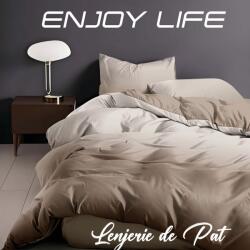 Ralex Pucioasa Lenjerie pat Finet Enjoy Life 6 piese, cearșaf pat 240x260 cm, pilotă 200x230 cm, 2 fețe perne 50x70 cm și 70x70 cm, Bej Cappuccino (400.148-95704) Lenjerie de pat