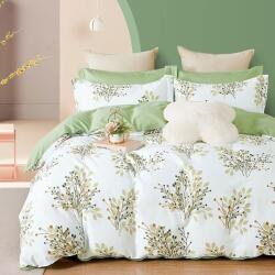 Ralex Pucioasa Lenjerie de pat o persoana Percale imprimat Bumbac 100% 3 piese cearsaf pat 160x240 cm, pilota 150x220 cm, fata perna 50x70 cm, Copaci Alb / Ve (300.39-PRC171) Lenjerie de pat