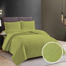Ralex Pucioasa Cuvertura matlasata pat UNI 230x250 cm cu 2 fete perne 50x70 cm, model romb, Verde Deschis Pucioasa (300.291-verde-deschis)