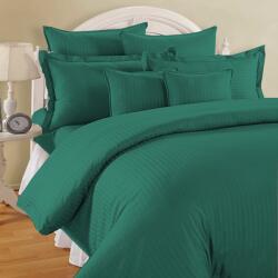 HomePuls Lenjerie de pat dublu king size 6 piese Damasc Policoton dunga 1 cm, cearsaf pat 230x260 cm, cearsaf pilota 200x230 cm, fete perne 50x70 cm si (200.09-verde) Lenjerie de pat