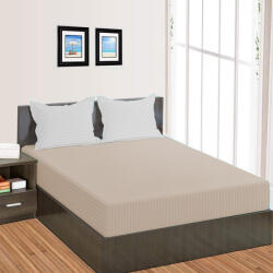 HomePuls Cearsaf de pat cu elastic Damasc Policoton dunga 1 cm, 150x250 cm pentru saltea 100x200 cm, Bej Cappuccino (400.10-bej-cappuccino)