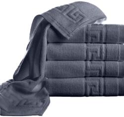 Ralex Pucioasa Pachet 5 prosoape baie 50x90 cm Bumbac 100%, Greek Border 500 grame/mp, Gri Inchis (100.280-5-gri-inchis) Prosop