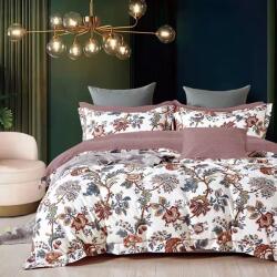 Ralex Pucioasa Lenjerie pat dublu Percale imprimat Bumbac 100%, 4 piese, cearsaf pat 240x260 cm, pilota 200x230 cm, 2 fete perna 50x70 cm, Moderna Alb / Maro (300.136-PRC157) Lenjerie de pat