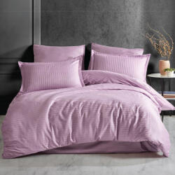 HomePuls Lenjerie king size Damasc Bumbac 100% HoReCa gros, dunga 1 cm, 4 piese, cearsaf pat 240x260 cm, pilota 200x230 cm, 2 fete perne 50x70cm, Lila (300.188-lila) Lenjerie de pat