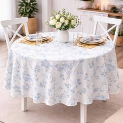 Ralex Pucioasa Față de masă rotundă 160 cm antimurdărire, Imprimeu floral Alb/Bleu (500.110-106546) Fata de masa