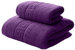 Ralex Pucioasa Set 2 prosoape baie 70x140 cm si 50x90 cm Bumbac 100%, Greek Border 500 grame/mp, Mov (25.S-mov) Prosop
