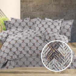 Ralex Pucioasa Lenjerie pat Creponata 100% Bumbac, cearsaf pat 160x240 cm, pilota 140x210 cm, fata perna 50x70 cm, Bej-Gri (307-81103) Lenjerie de pat