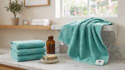 Ralex Pucioasa Pachet 5 prosoape baie 50x90 cm Bumbac 100%, Greek Border 500 grame/mp, Azure Nirvana (100.280-5-109624) Prosop