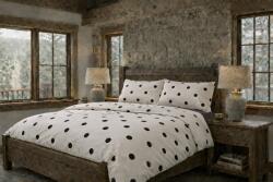 Ralex Pucioasa Lenjerie pat Tricot Bumbac 100% cu husă pentru saltea de 160/180cm x 200cm, pilotă 200x230 cm, 2 fețe perne 50x70 cm, Bej / Negru, Pucioasa, Ră (400.146-95960) Lenjerie de pat