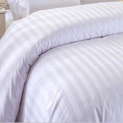 HomePuls Cearsaf de pilota 2 persoane Damasc Bumbac 100% tip Hotel cu dunga 1 cm, 180x220 cm, Alb (300.85-alb)